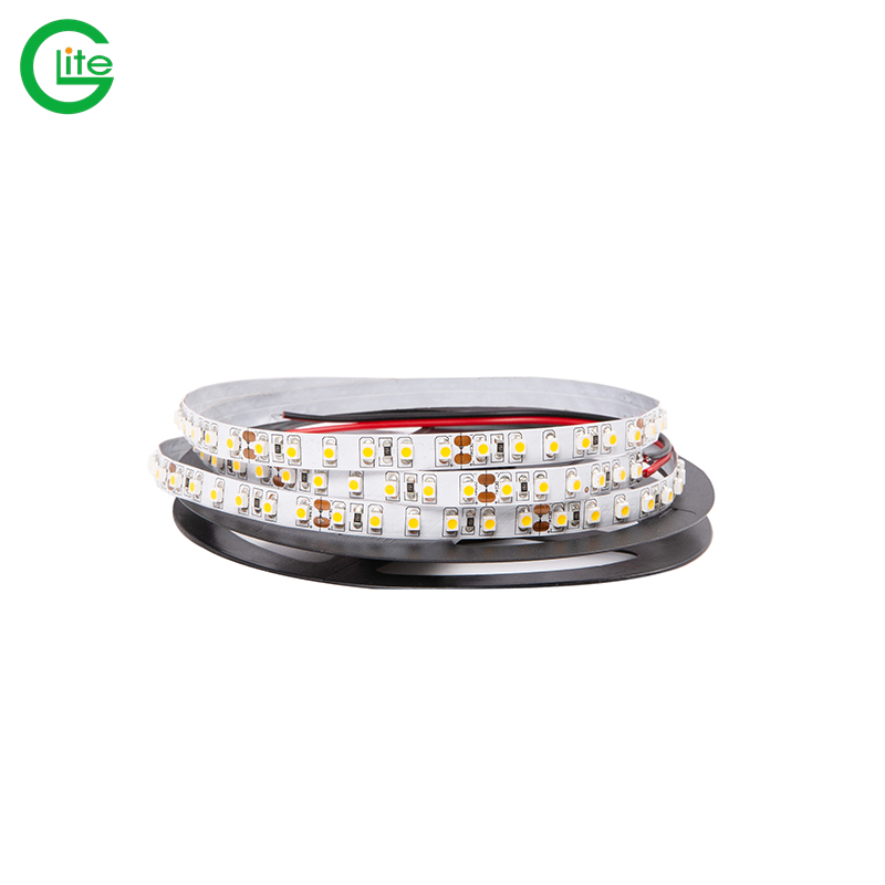 Гэрэлтүүлгийн өндөр үр ашигтай 24V 120 LED/m 6000K 3528 LED зурвас GL-FB3528W120M08W24 BIS гэрчилгээтэй