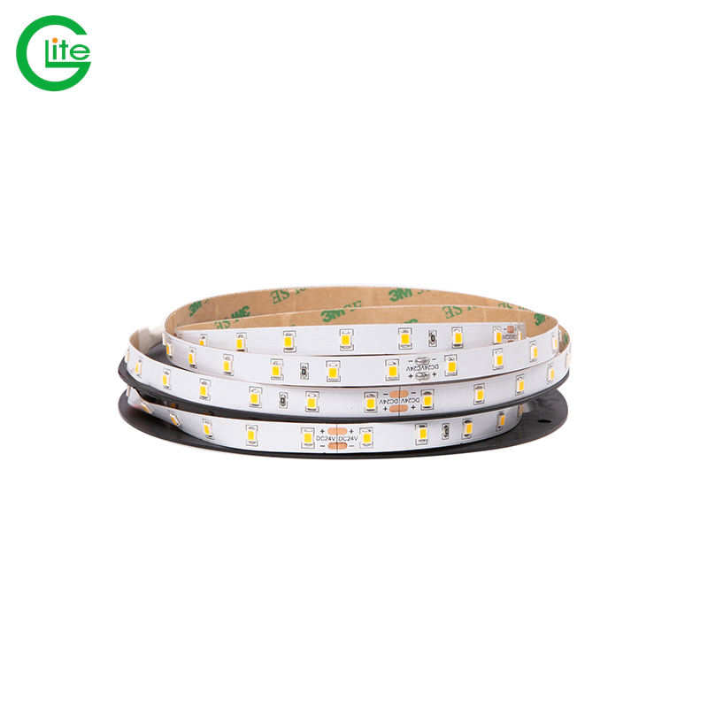 Flexible 24V 64leds/m high efficiency 160lm/w 2835 LED Strips GL-FGP2835W64M08W24 with Ce/rohs certificate