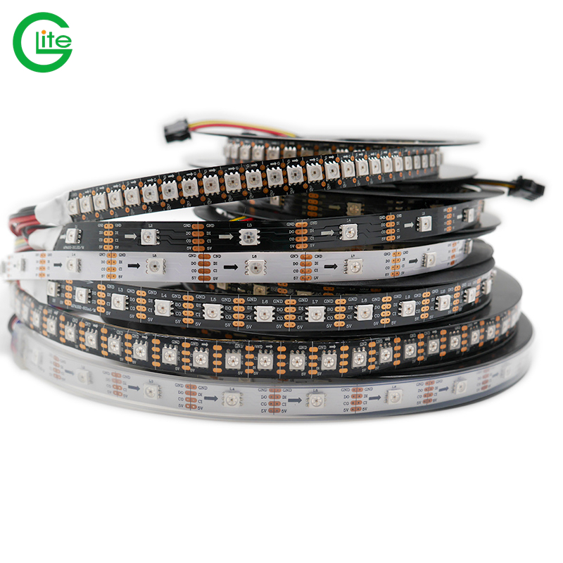 IC incorporado Breakthrough LED 5V 60leds / m RGB Digital APA102 Tiras LED GL-FBAPA102RGB60M10W5 para decoración navideña