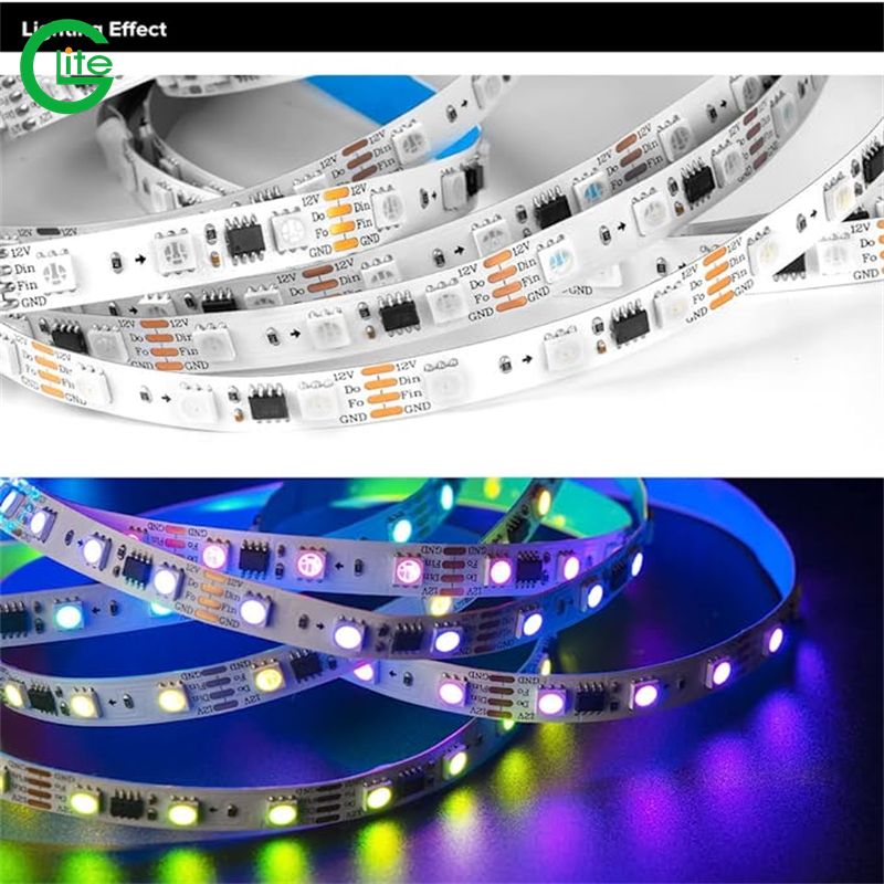 Dải đèn LED kỹ thuật số 12V 60led/m RGB TM1934 GL-FBTM1934RGB60M10W12