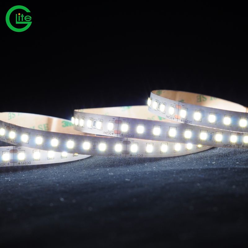 Five-star praise 24V 128leds/m high efficiency 160lm/w 2835 White LED Strips GL-FG2835W128M08W24 for landscape lighting